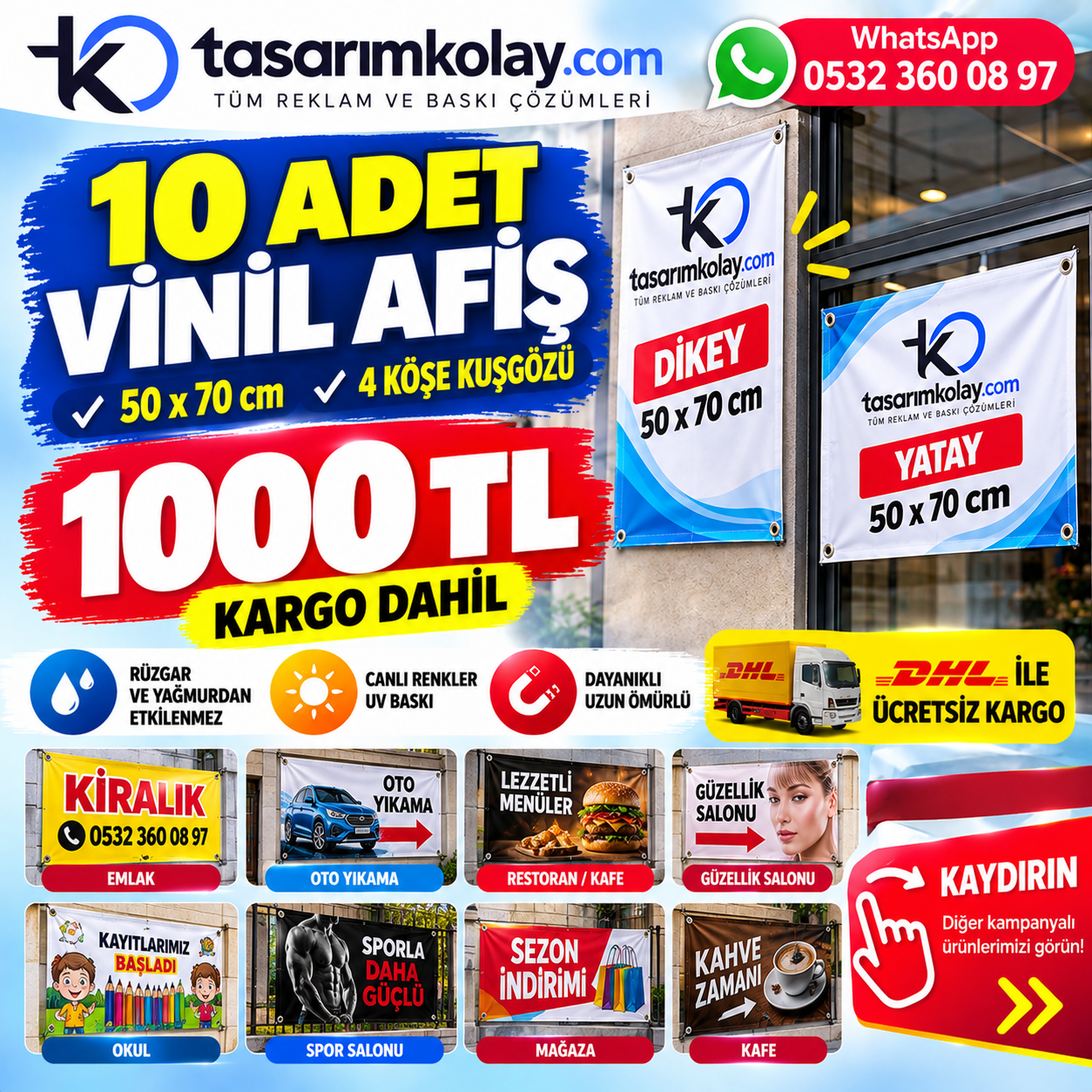 10 Adet 50x70cm Vinil Afiş